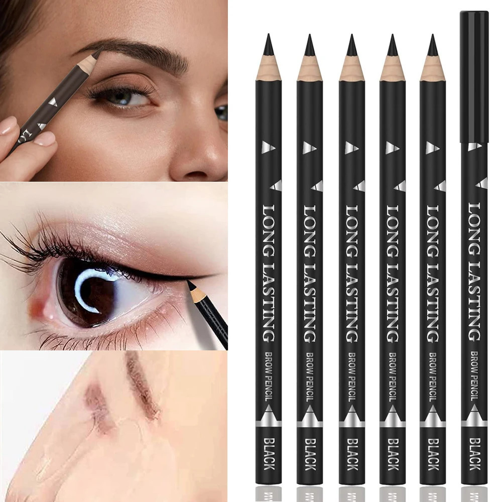 6pcs Eyebrow Eyeliner Pencils Makeup Pen Black Waterproof Eye Brow Pencil Longlasting Nice Color Gel Tools 250108