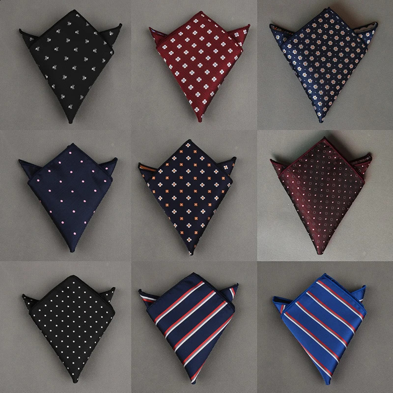 Fashion Suits Pocket Square For Men Business Chest Towel Hanky Gentlemen Plaid Hankies Classic Suit Napkin Mens Handkerchief 250114