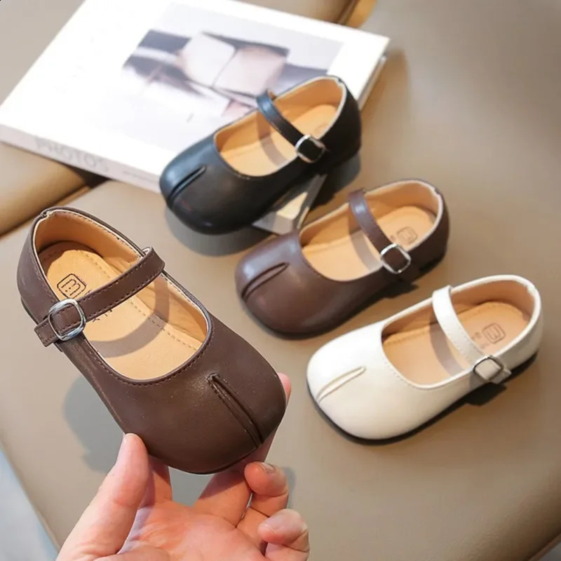 Childrens Leather Shoes Sewing Shoes for Girls Mary Jane Square Toe Princess Shoes Spring Autumn Kids Flats Baby 400R 250206