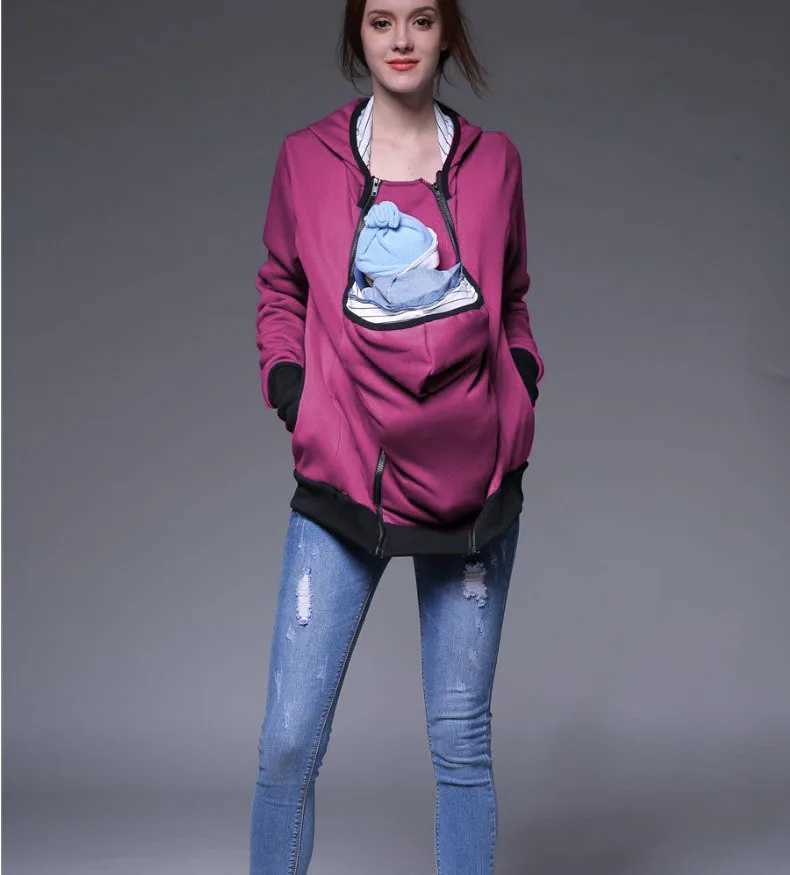 European and American popular multifunctional three in one kangaroo hooded womens hoodie parenting bag detachable W250207