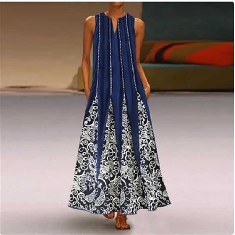 Ladies Summer Long Dress Floral Sveless 3D Print Ele Party Dresses For Women 2024 Casual Beach Women Dress Spring ClothesXJ2500207