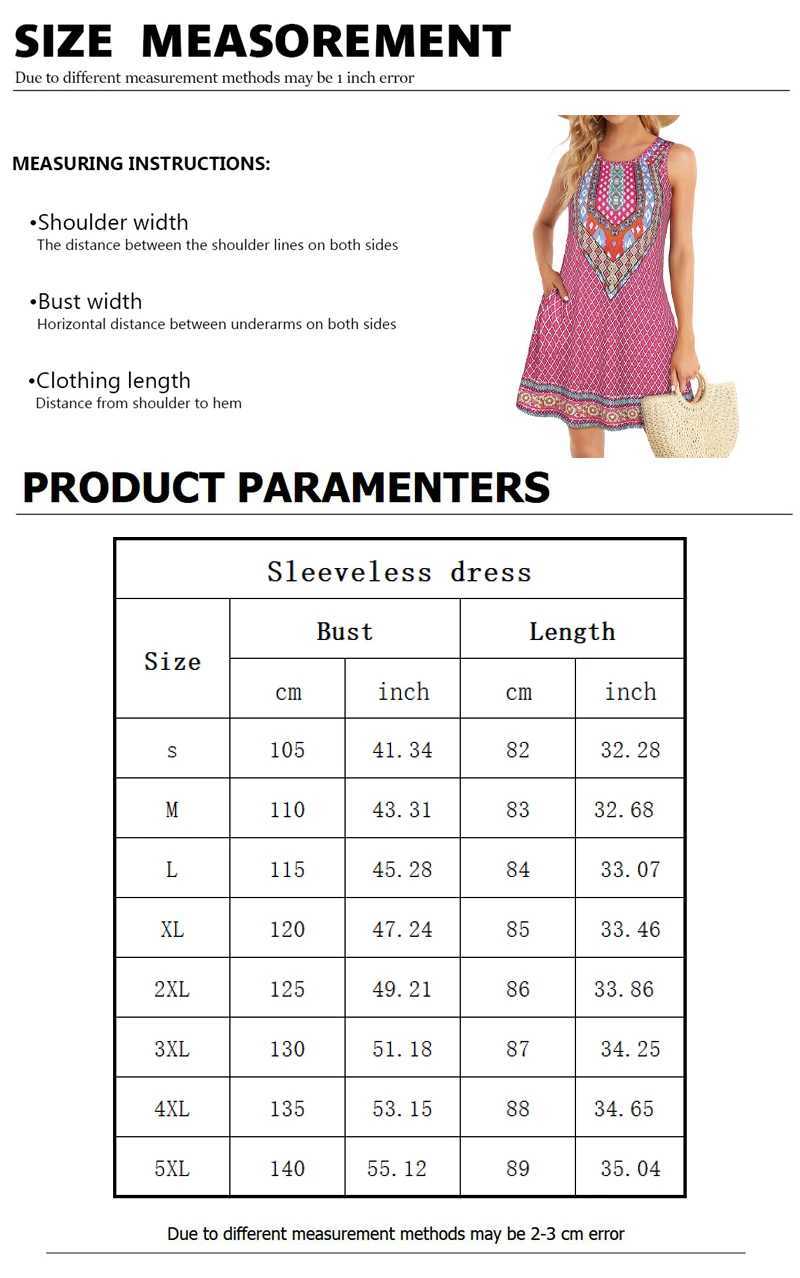 2024 Summer Printed Dresses Womens Boho Daywear Fashion Sveless Holiday Gowns Casual O Neck Party Vests Plus Size DressesXJ2500207