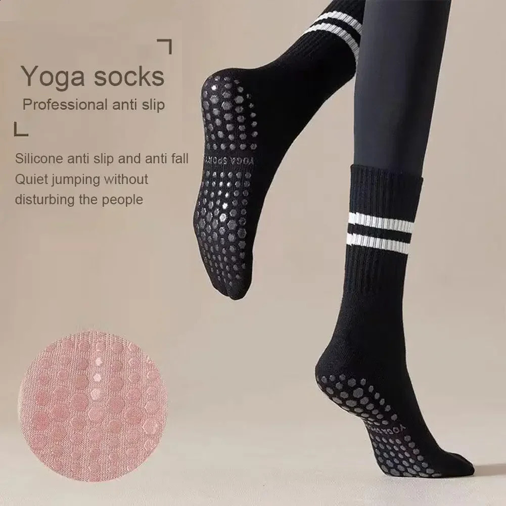 8 Colors Sports Socks Cotton Mid-tube Bottom Professional Non-slip Silicone Indoor Fitness Socks Gym Dance Pilates Yoga Socks 250118