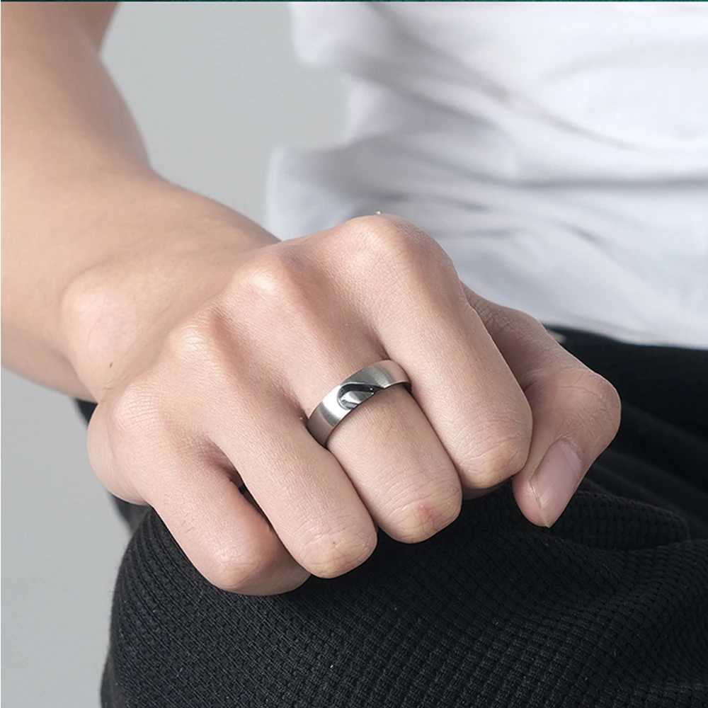 Rose Gold/Black Heart shaped Couple Ring Stainless Steel Couple Love Promise Ring W250207
