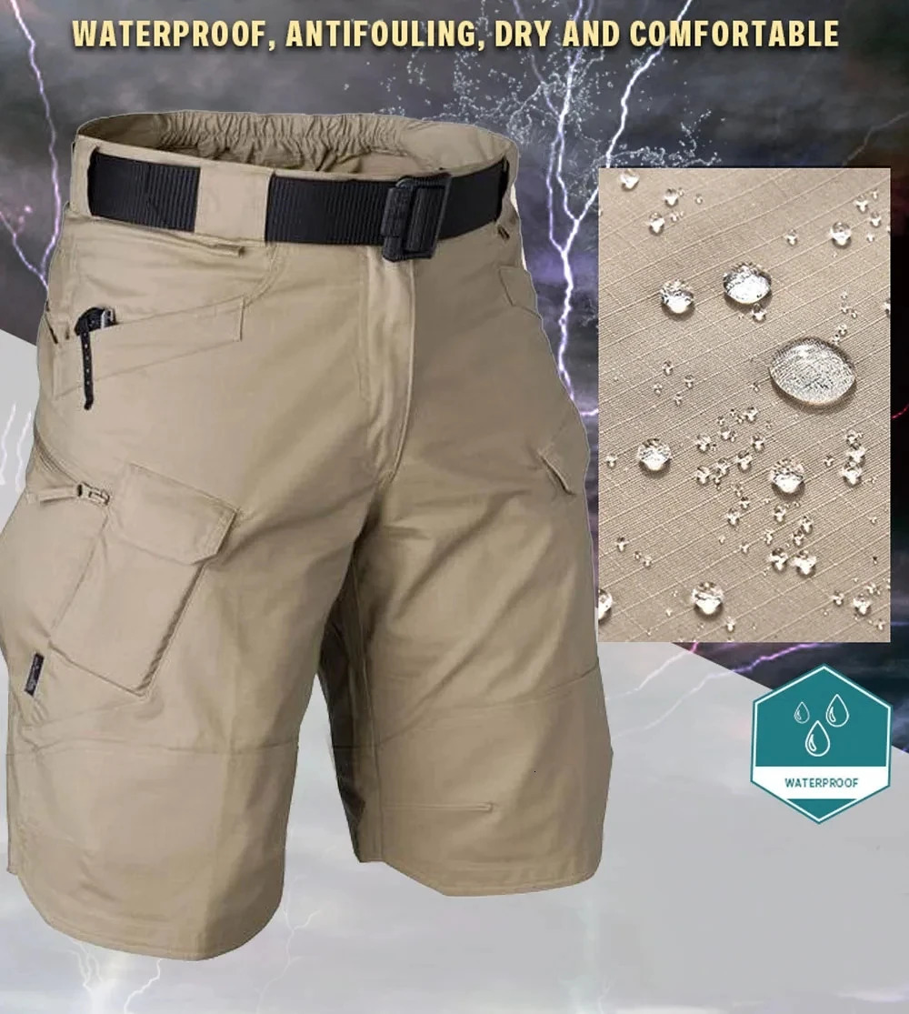 Summer Waterproof Quick Dry Multipocket Shorts Men Cargo Tactical Short Pants Mens Outdoor Clothes Hunting Fishing 250207