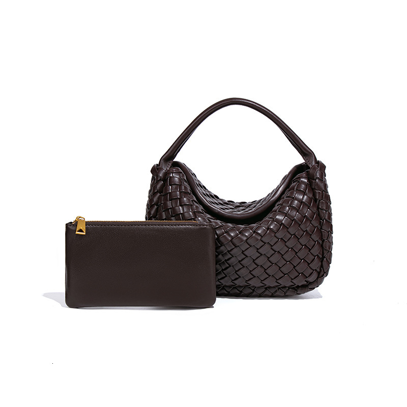 New Advanced Sense Woven Bag Light Luxury Pu Pure Hand Handbag Single Shoulder Crossbody Ingot Dumpling Bag Basket Bag for Women