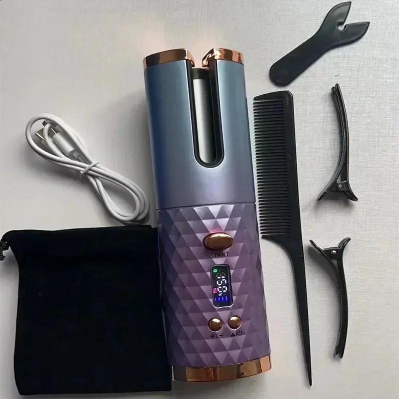 Automatic Hair Culers 3 Color Option USB Charging Portable Wireless Rotate Hair Curler Auto Hair Curling Iron Anti Scalding 250206