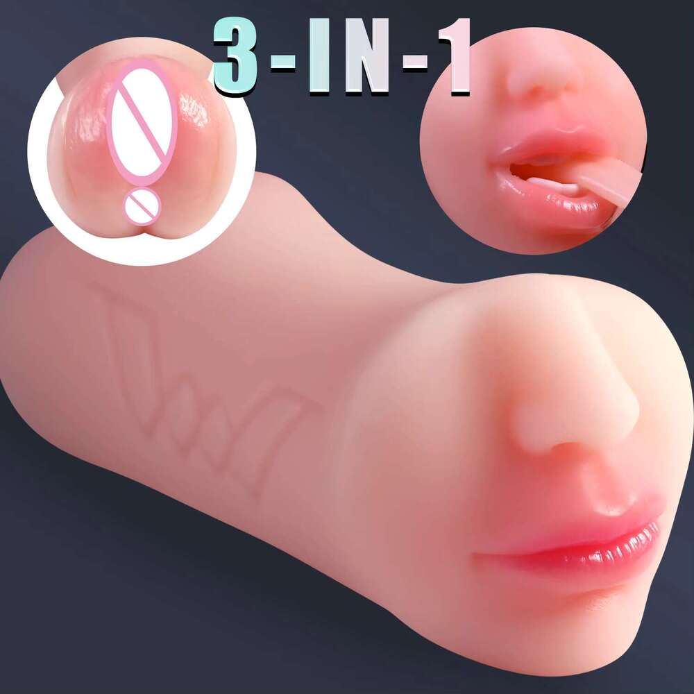 3 in1 Realistic Rubber Vagina Anal Pocket Pussy Male Masturbator Masturbation Stick Deep Throat Blowjob Sex Toy For Men