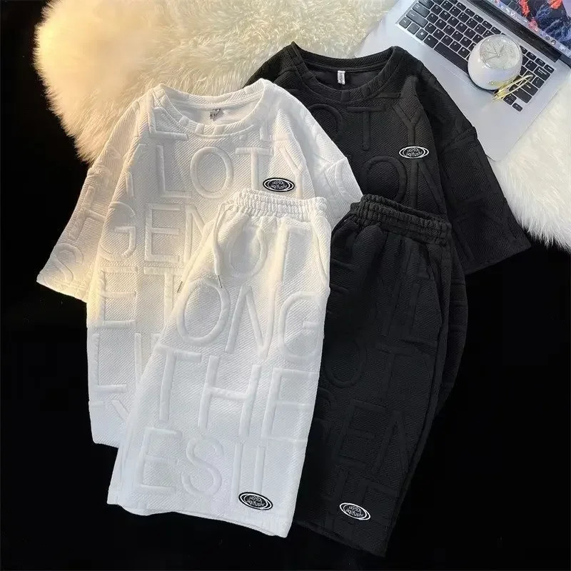 Trendy Casual Suit Mens Fashionable Fivepiece Set Elegant Summer Simple Style Loose Fitting Long Sleeve Business Attire 250207
