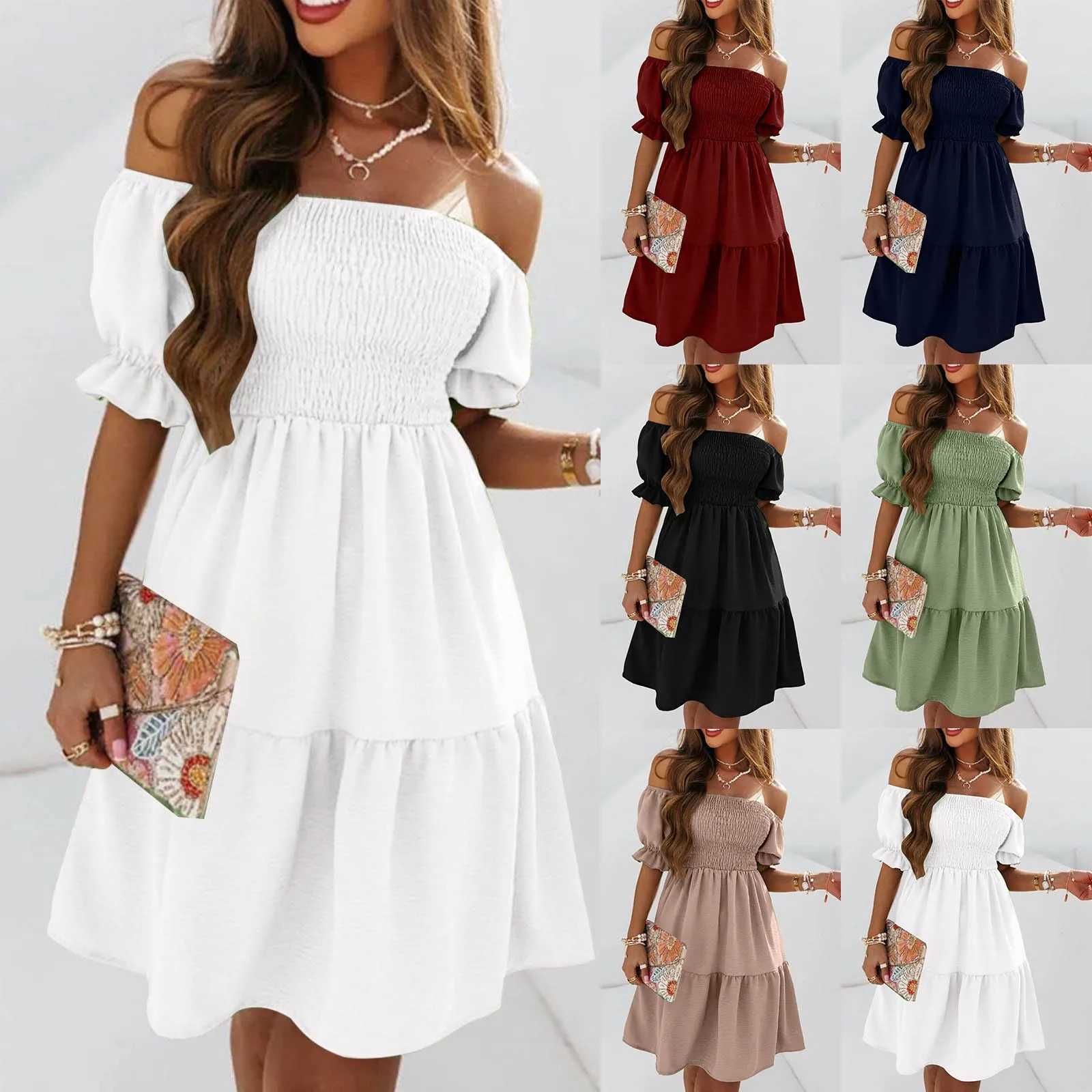 Dresses For Women 2024 Plus Size Summer Dresses For Women 2024 Midi Off Shoulder Puff Sve Dress Vestidos Verano Moda 2024XJ2500207