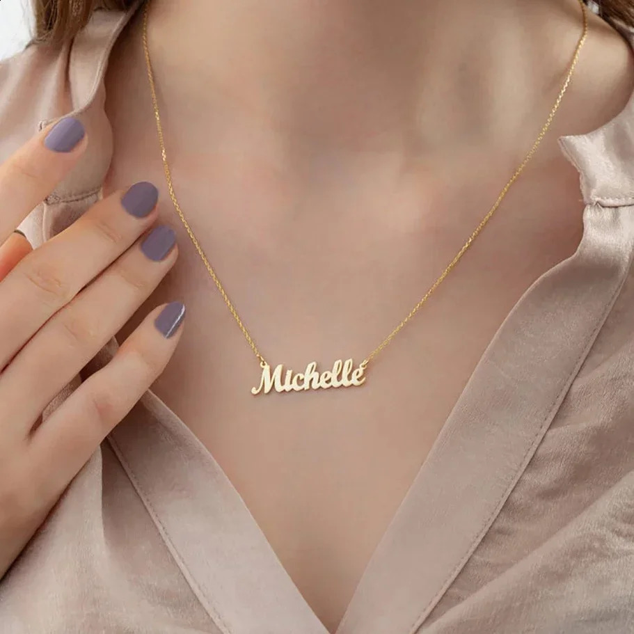 Custom Name Necklace for Women 18k Gold Plated Stainless Steel Jewelry Personalized Nameplate Pendant Chain Choker Birthday Gift 250206