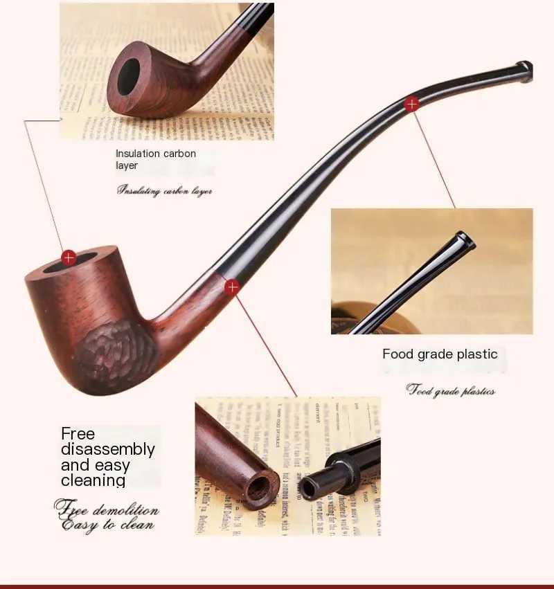 Long Wood Tobacco Pipe Fashion Cigarettes Slim Smoking Pipe 174mm*35mm Y250207