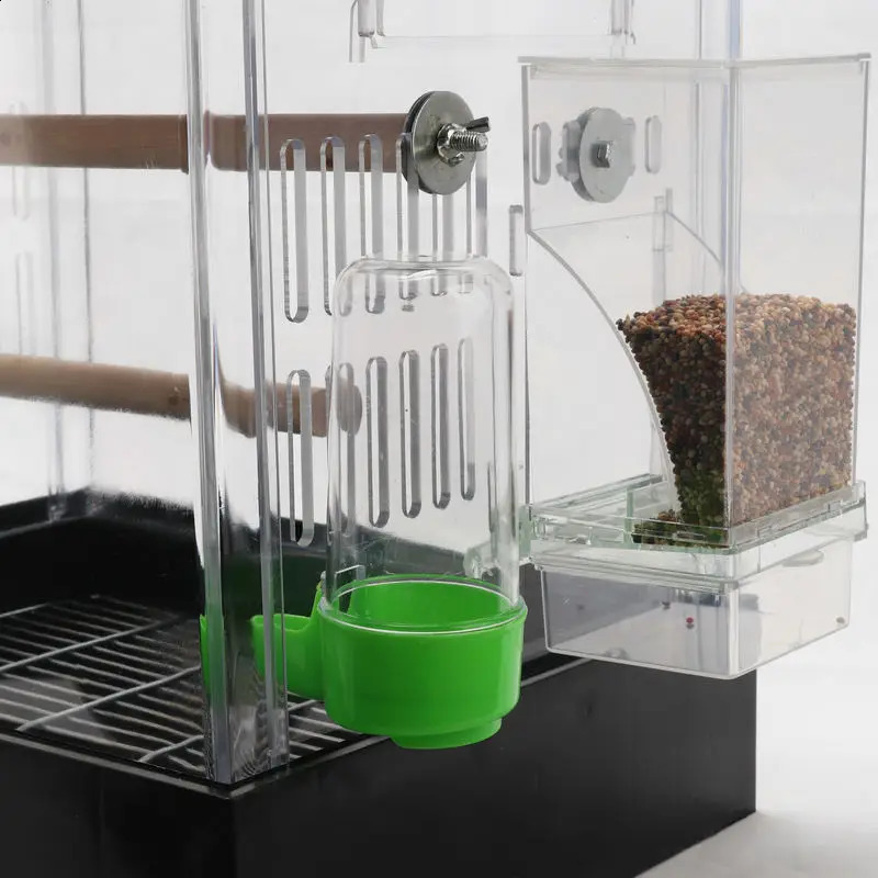 Bird Feeder Automatic Parrot Feeder Beverage Acrylic Seed Food Container Small And Medium-Sized Parrot Cage Accessories 250121