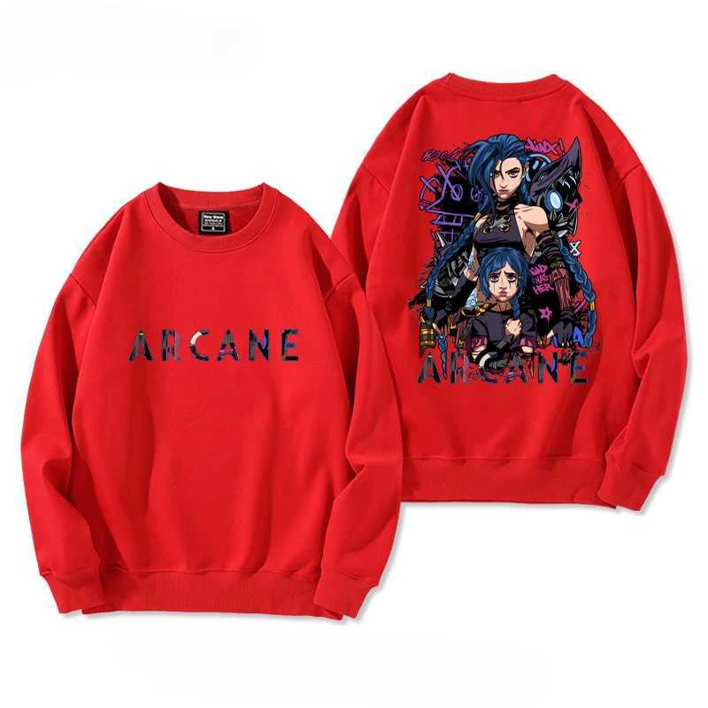 American Simple Trendy Game Anime Arcane Printed Sweatshirt Hoodie Mens Loose Casual Sweatshirt Animation Peripherals W250207