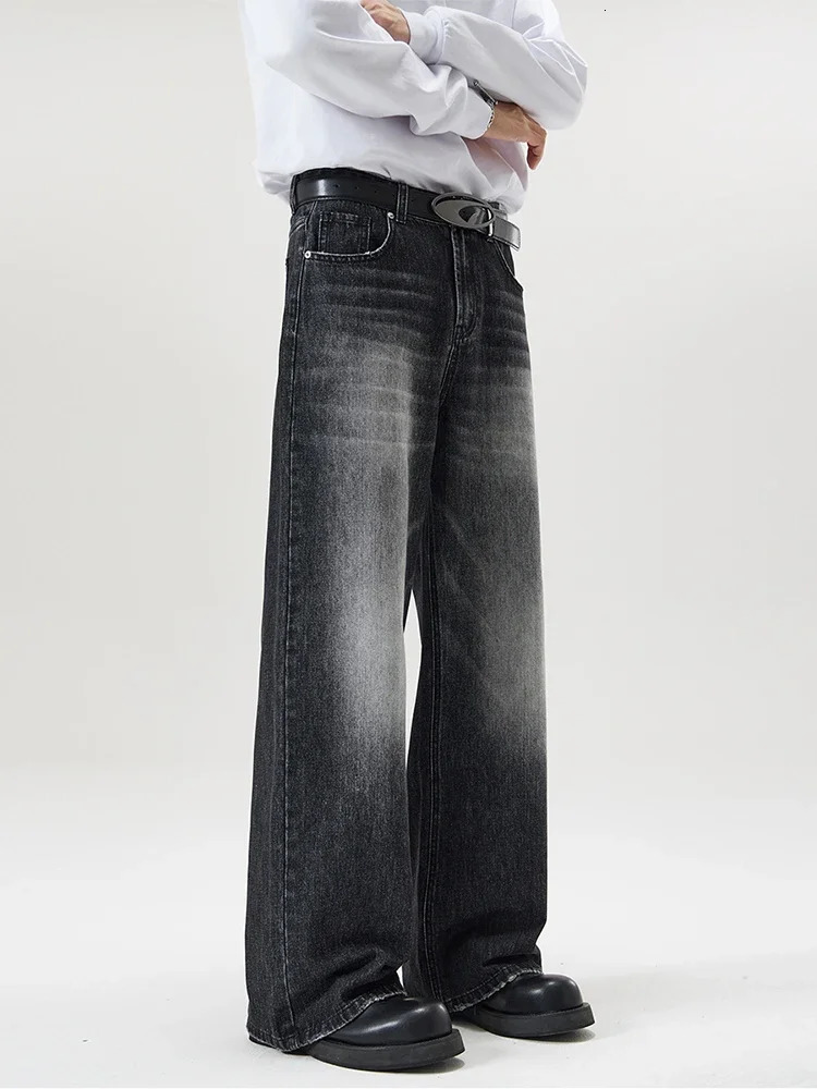 4 Colors Autumn Vintage Distressed Mens Baggy Straight Jeans Fashion Korean High Street Denim Pants Streetwear Male Trousers 250207