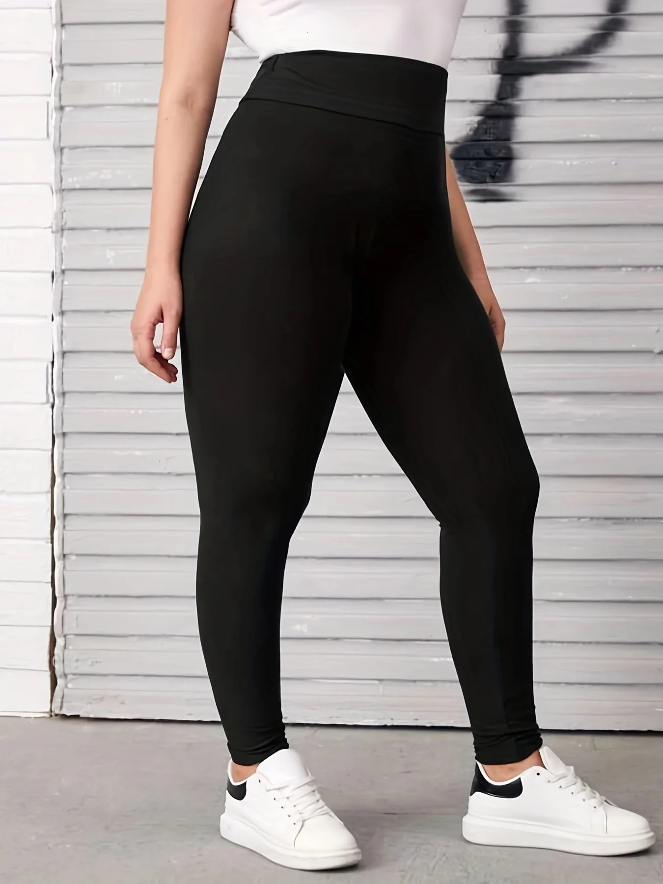 Trend Black Plus-size High-stretch Leggings Wear Nine-point Pants High-waisted Plus Fat Solid Color Small Feet Pants 250207