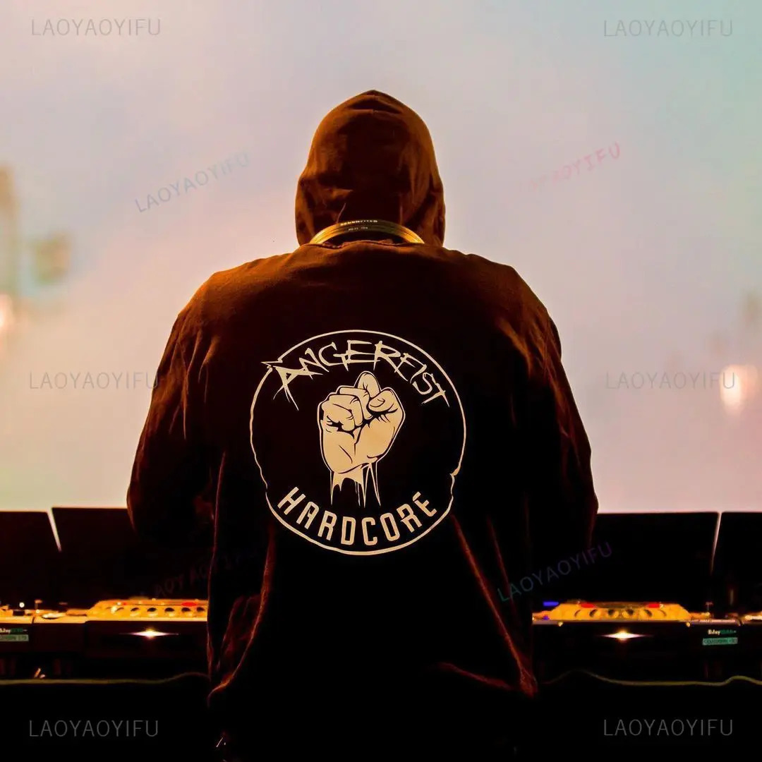 Fashionable Angerfist Mens Hoodie Hard CORE TECHNO MAINSTREAM GABBA Womens Dutch Gabber Music Sweatshirt 250207