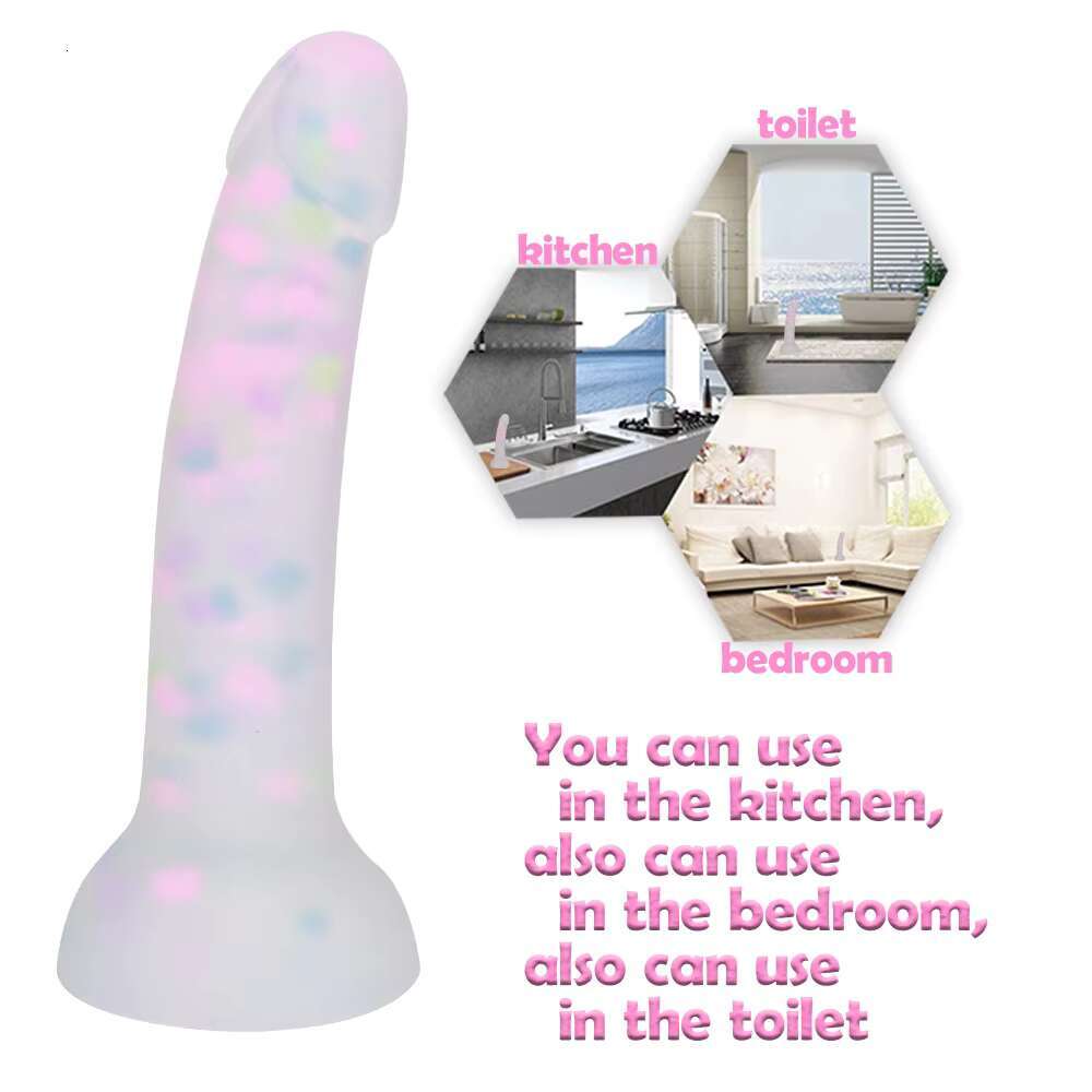 Luminous jelly colorful particles silicone soft simulation dildo anal plug G-spot stimulation female masturbator sex toys