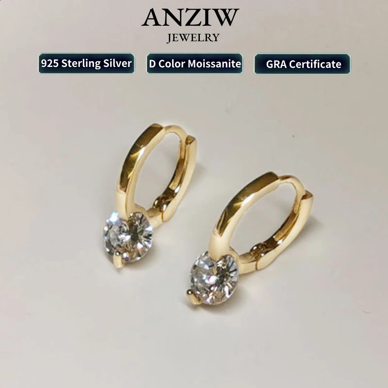 Solon 1ct D Earrings for Women Diamond Sterling Silver Earrings 925 Pendant earrings for Girls 14k gold plated 250207