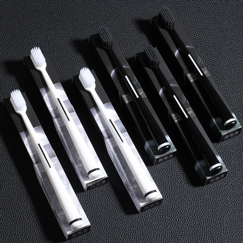 6/box black and white two colors home cleaning teeth soft hair cleaning tools high-grade handle toothbrush set oral care suitabl 250206