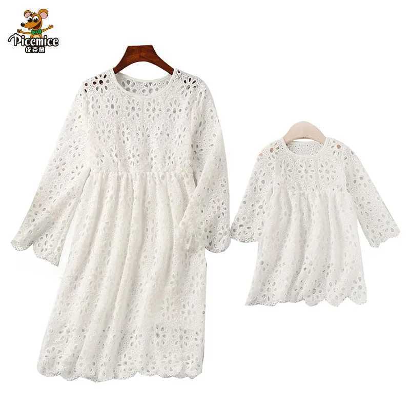 Match Family Clothes Mom and My Clothes Lace Mom Daughter Dress Family Appearance Half Sleeve Dress W250207