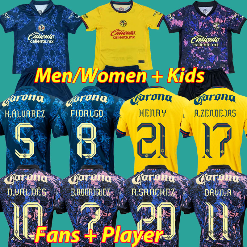 24 25 Club America Soccer Jerseys Liga MX HENRY AGUIRRE D.VALDES A.ZENDEJAS FIDALGO 2024 2025 TRICAMPEON Patch Fans Slim Player Version men women kids Football Shirts