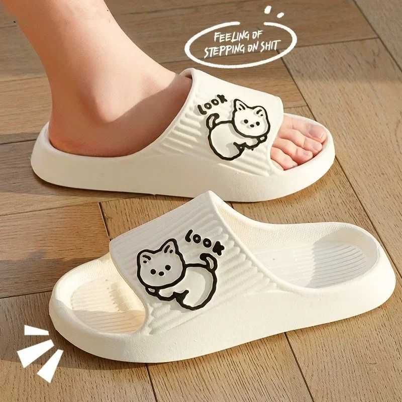 2024 Summer Women Slippers Bath Thick Platform N-Slip Home Carto Flip Flops Beach Sandals Ladies Slides Indoor OutdoorXJ250207