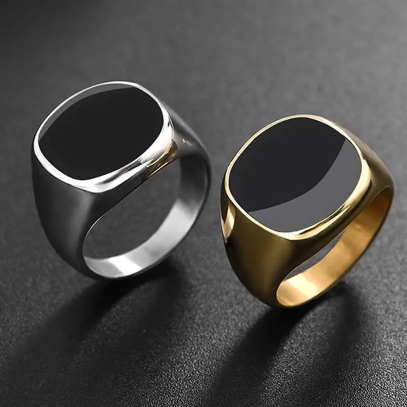 Jiayiqi MenS Ring Punk Rock 316L Stainless Steel Signet Ring For Men Hip Hop Party Jewelry Male Wedding Gift Custom accept 250206