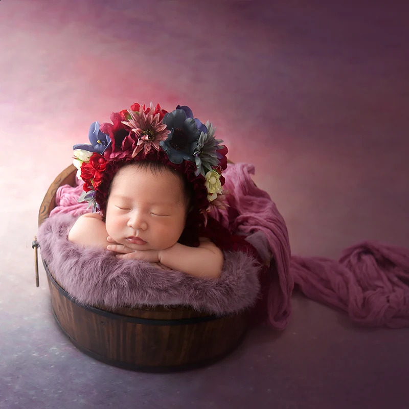 Vintage born Floral Bonnet Baby girl Hat For Knitted born Garden Flower Bonnet For Po Shoot Props 250206