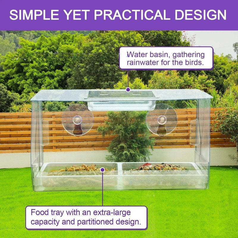 Acrylic Suction Cup Bird Feeder Wild Pigeons Hummingbirds Foldable Bird Cages Nests Hanging Window Feeder Pet Supplies 250121