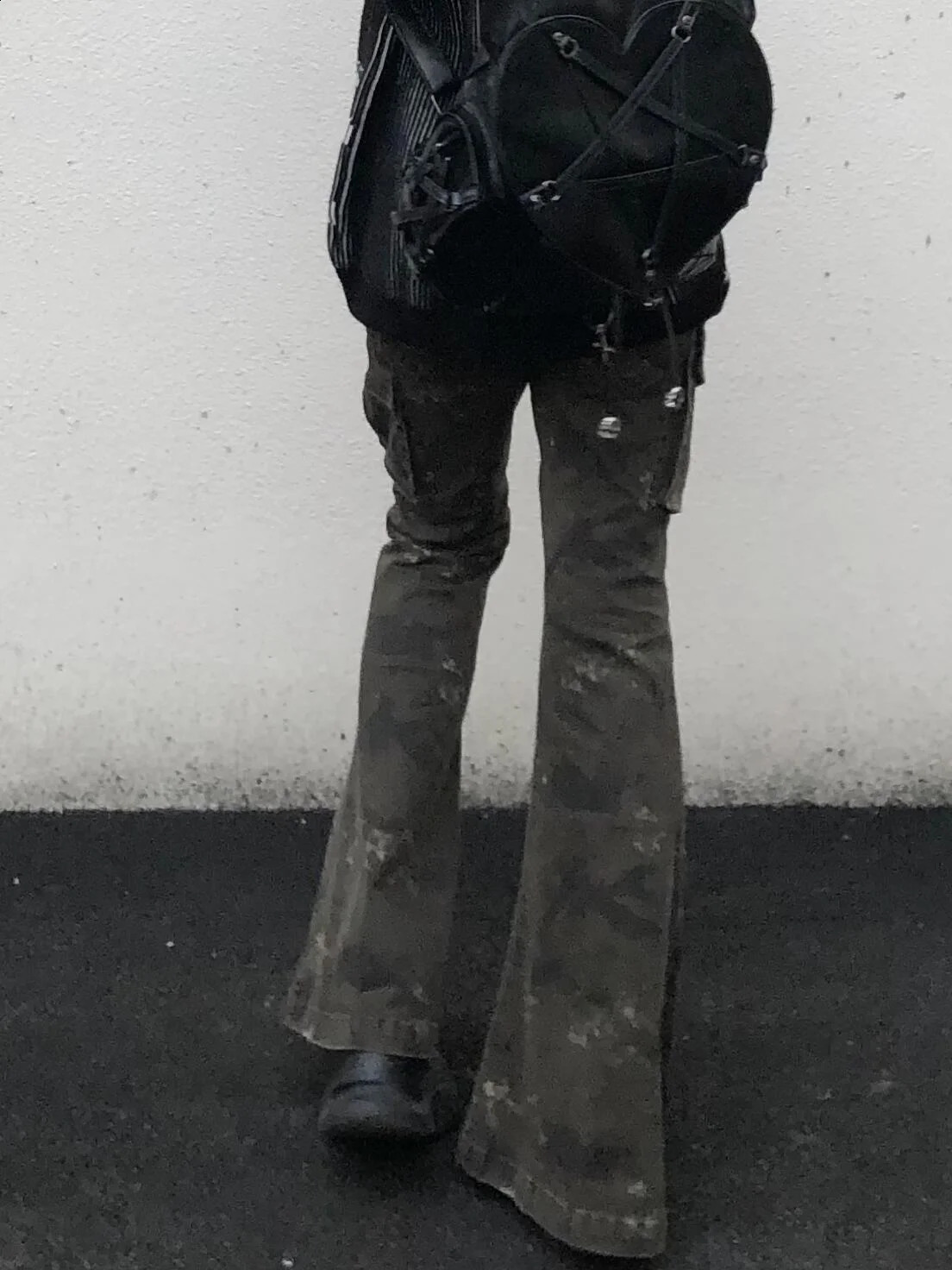 Vintage Camouflage Flare Jeans Grunge Women Low Rise Y2K Tie Dye Denim Pants 2000s Aesthetic Punk Harajuku Trousers Pantalones 250206
