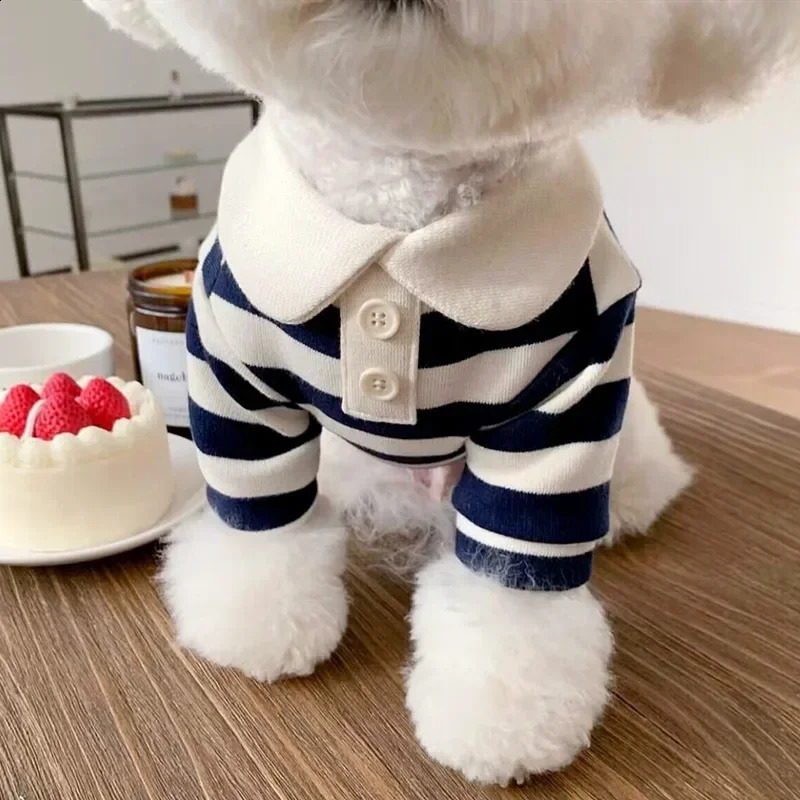 Dog Clothes Schnauzer Teddy York Shire Polo Shirt Summer Dress Striped Pet T-Shirt Dog Costume Soft Pullover Suit for Dog Puppy 250206