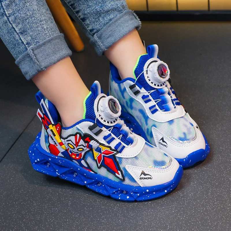 Luminous childrens sports shoes for men 2023 spring and autumn new mesh surface breathable lightweight mens shoes baby shoes W250207