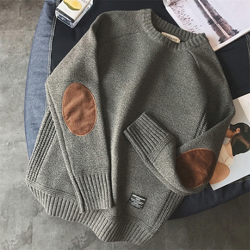 Men Pullover Sweater Fashion Patch s Oversized Knitted Sweater Harajuku Streetwear Thick O Neck Causal Pullovers Wool 250206