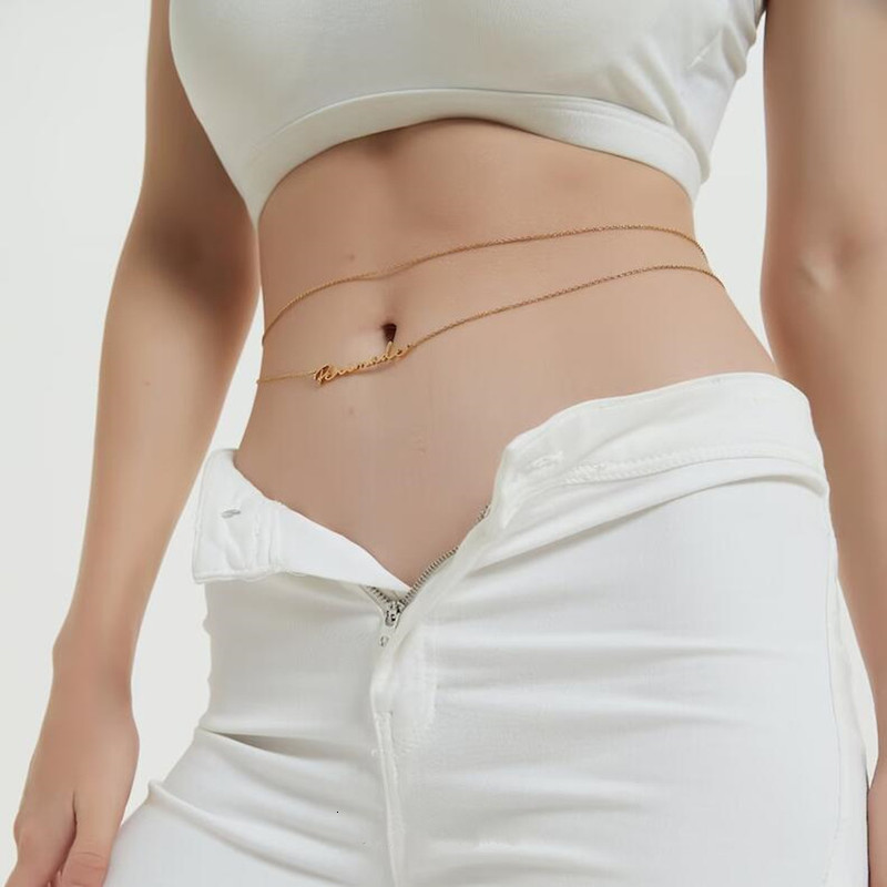 Sexy Body Charm Jewelry Beach Belly Chain For Women Custom Name Stainless Steel Heart Waist Chain Personalized Accessories Gift 250121