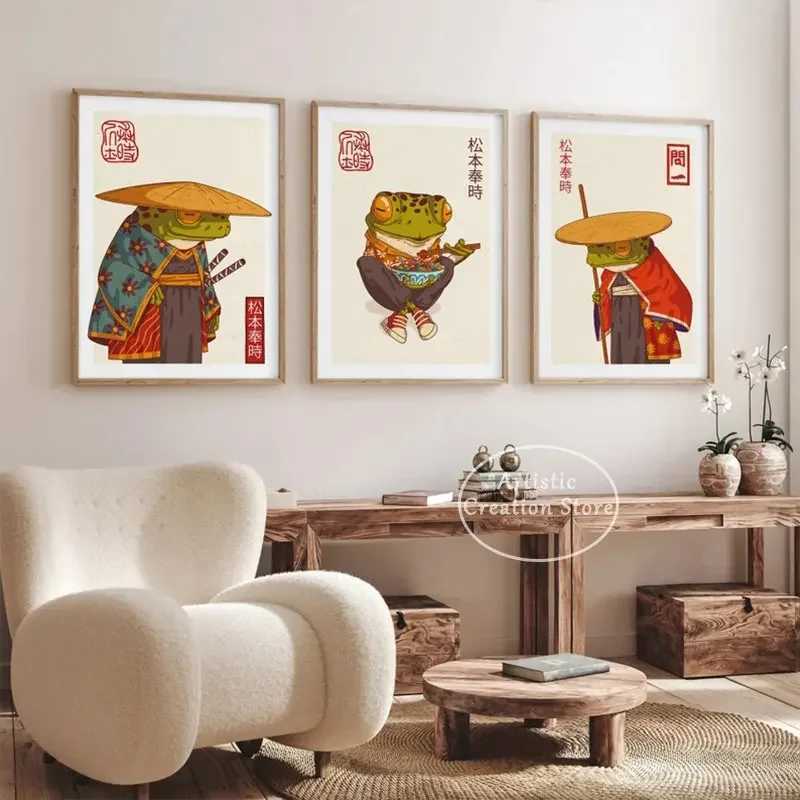 Japanese Frog Wall Art Matsumoto Hoji Cartoon Poster Print Canvas Painting Wall Pictures for Living Room Club Home Decor GiftsC250207