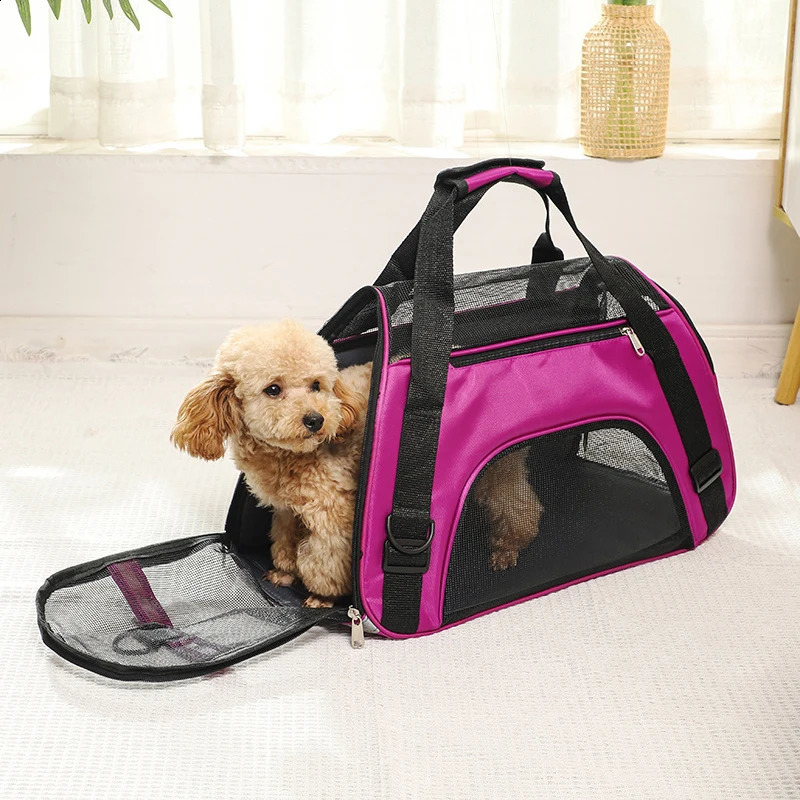 Cat Dog Soft-Sided Pet Travel Breathable Mesh Small Dog Cat Outdoor Tent Outgoing Pets Handbag 250206