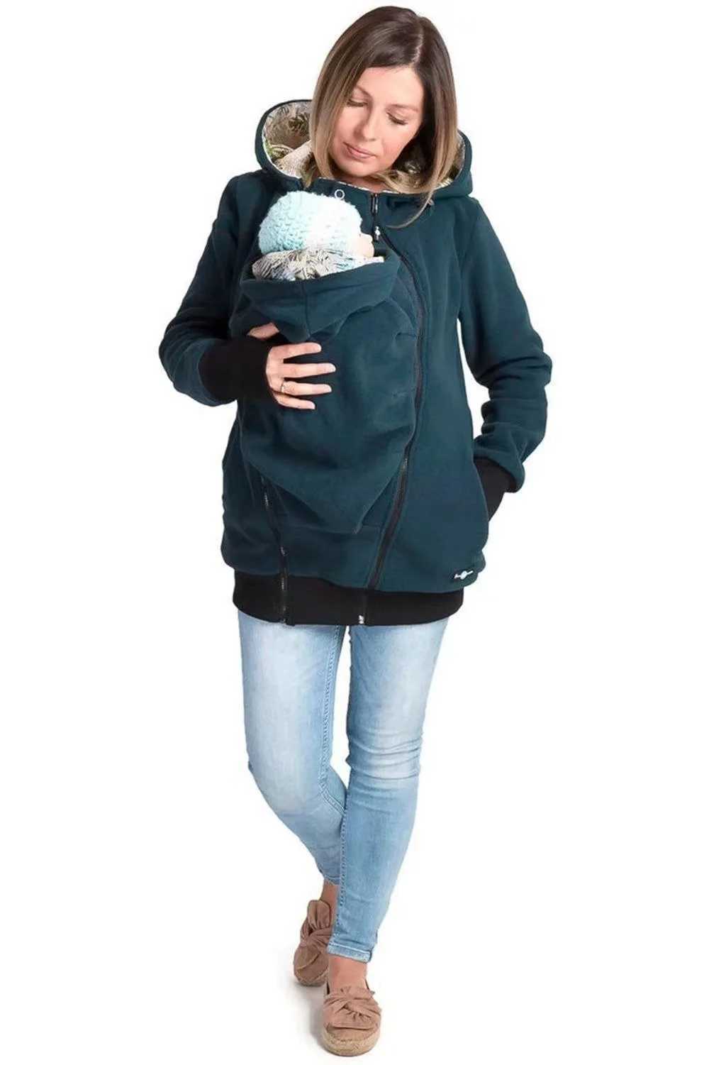 Maternity Warm in Winter Kangaroo Hoodie Coat for Mom Daddy Baby Wearing Sweatshirt Hooded Coat Jacket for Baby Carriers W250207