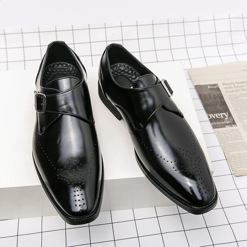 High End Leather Increased Height British Shoes Elegant Mens Brogue Shoes Fashionable Mens Wedding Formal Shoes 250206