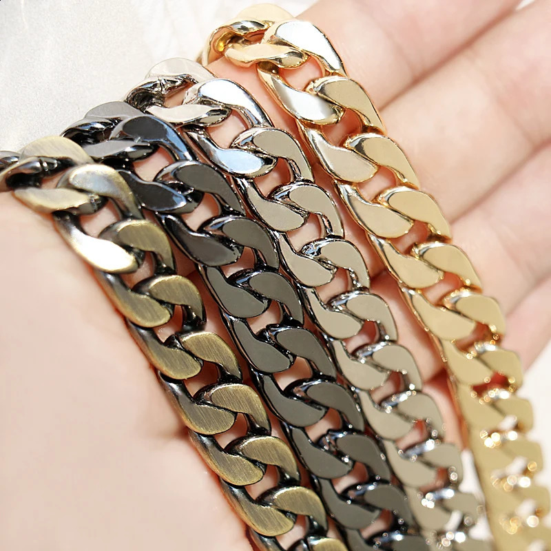 Aluminum chain strap silver gold black large metal chain 0.9cm er handbag bag purse replacement Accessories Hardware 9mm 250206