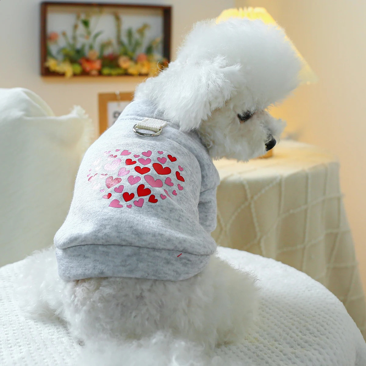 1PC Pet Clothing Dog Cat Valentines Day Red Love Coat with Drawstring Buckle Suitable for Small and Medium sized Dogs 250206