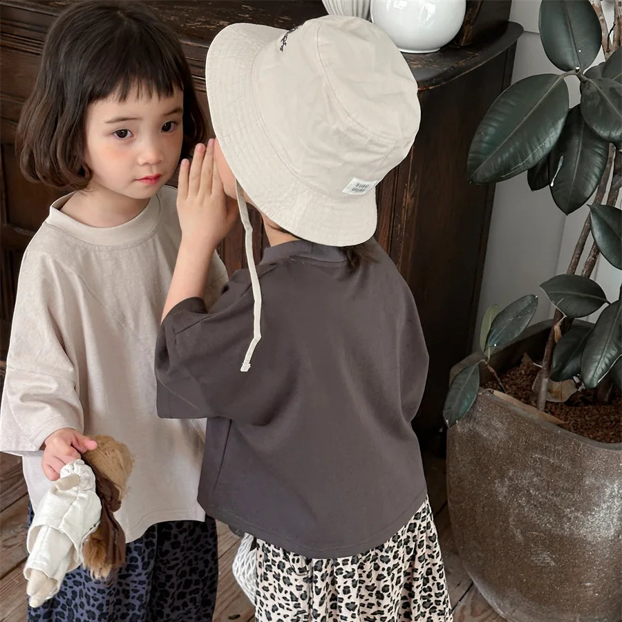 Summer Fashion Children Cotton T Shirts Cute Baby Girls Short Sleeve Tee Shirt Loose Korean Style Kids Tops Boys Casual Clothes 250207