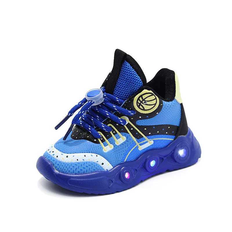 New LED Childrens Basketball Shoes for Boys Girls Non-slip Breathable Kids Sneakers Outdoor Fashion Glowing Casual Shoes TenisXJ250207