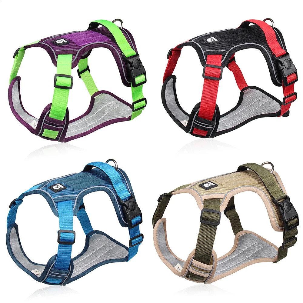 Medium Large Dog Harnesses Collar Labrador Army Reflective Adjustable Harness Oxford Cloth Pet Vest Training Hound Walk the Dog 250206