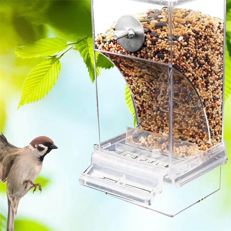 No Mess Bird Feeders Automatic Parrot Feeder Drinker Acrylic Seed Food Container Cage Accessories For Small And Medium Parakeets 250207