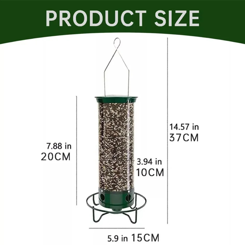 Squirrel-Proof Wild Bird Feeder Portable Bird Feeder For Garden Yard Outdoor Wrought Iron Hanging Hummingbird Feeder 250207