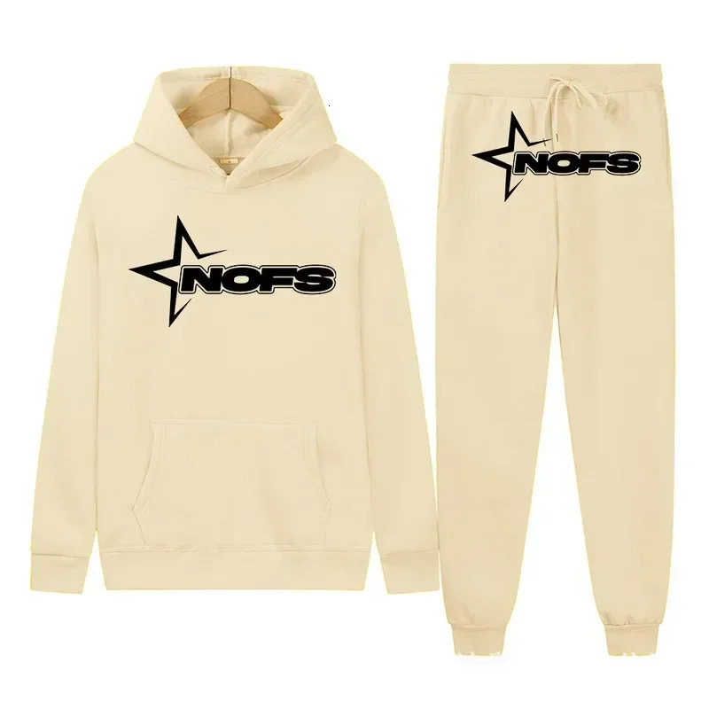 NOFS printed mens sportswear hoodie and jogging pants 2piece gym set Conjun 250207