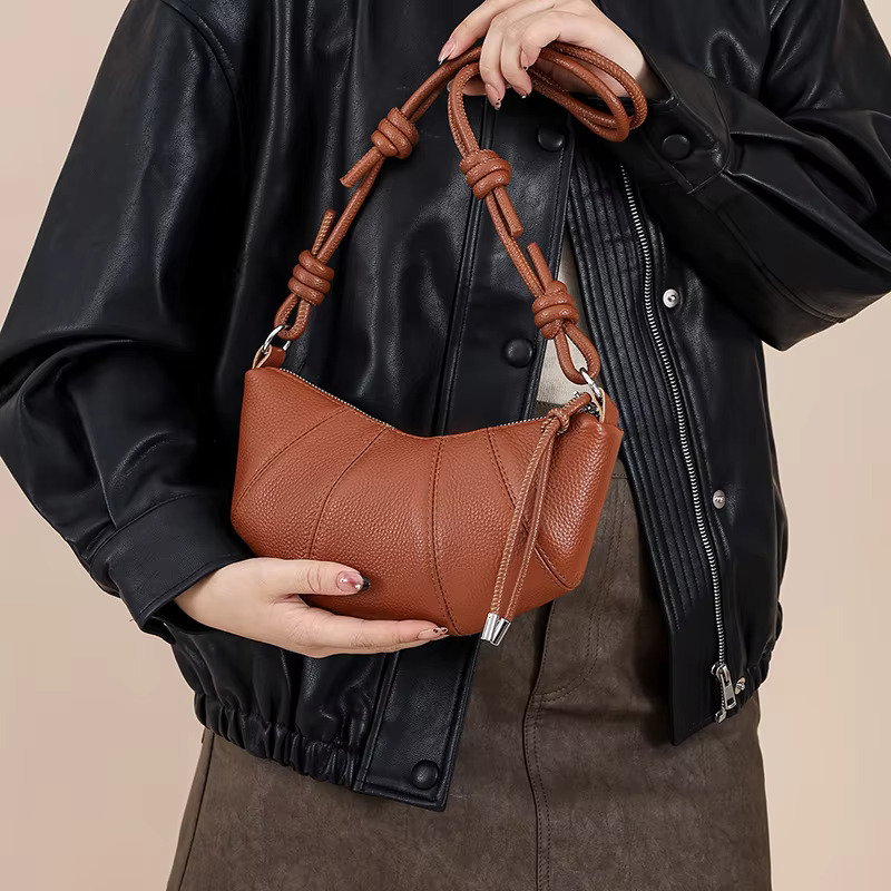 100% Cowhide Fashion Women Shoulder Crossbody Ladies Phone And Handbag New PU Leather Designer Small Cow Horn Bag