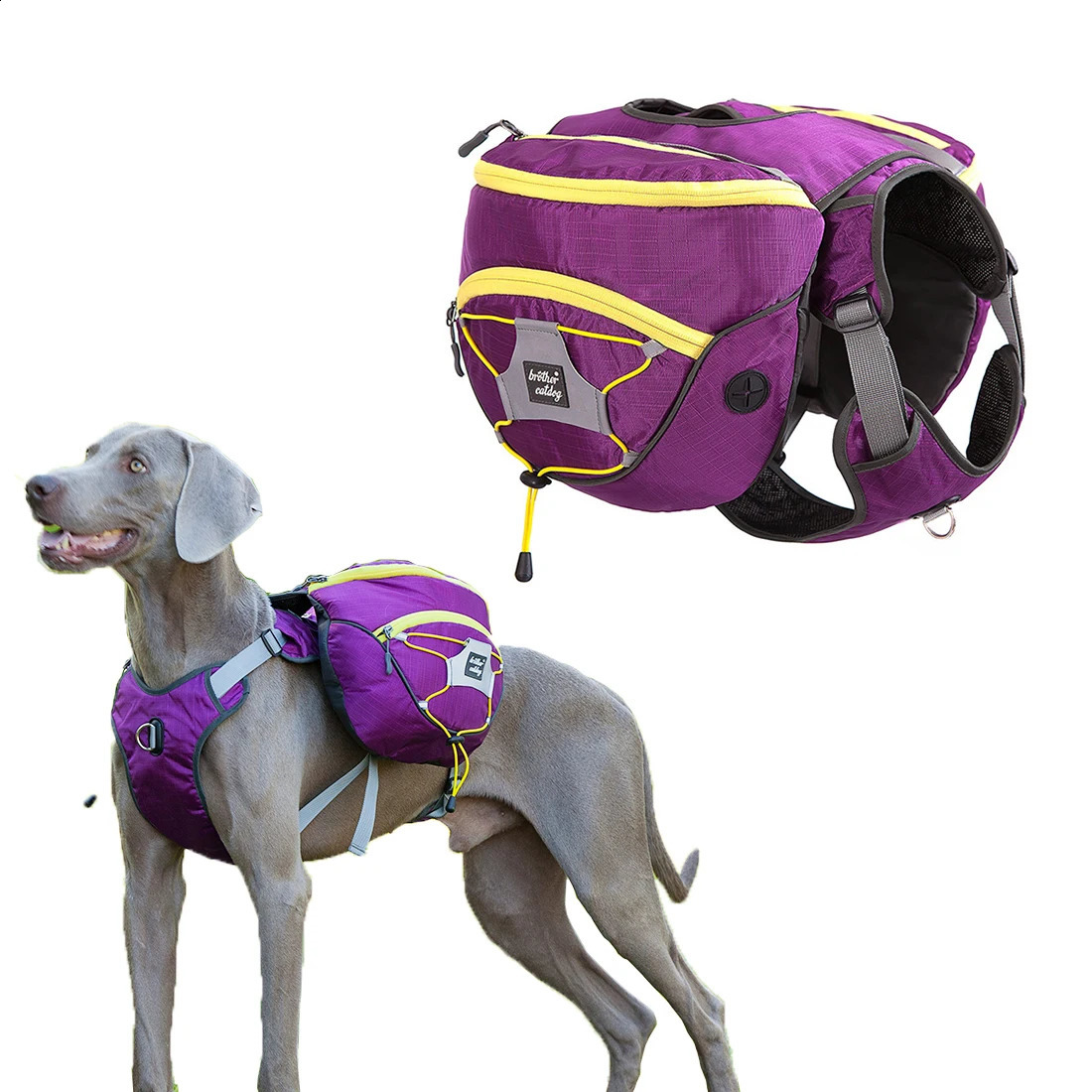 Walking Dog Backpack Harness Reflective Dogs Pack Hound Travel Camping Hiking Backpacks Saddle Bag with Removable Bags 250107