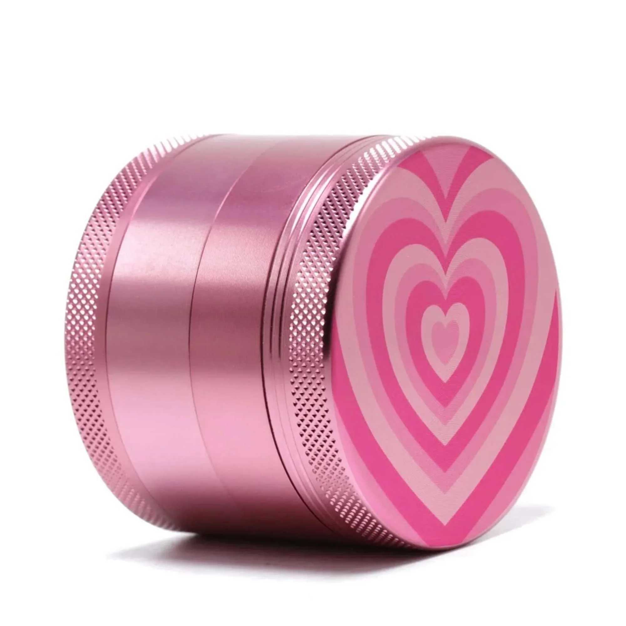Pink Heart Aluminum Herb Grinder Four Piece Grinder Girly Smoking Accessories for Tobacco-40mmXJ250207